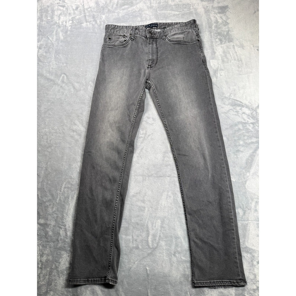 Five Four Jeans Mens 32 Gray Denim Cotton Logo Mid Rise Straight Leg Dark Wash